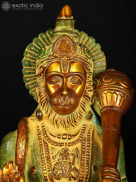 11" Lord Hanuman Brass Statue | Handmade | Made in India