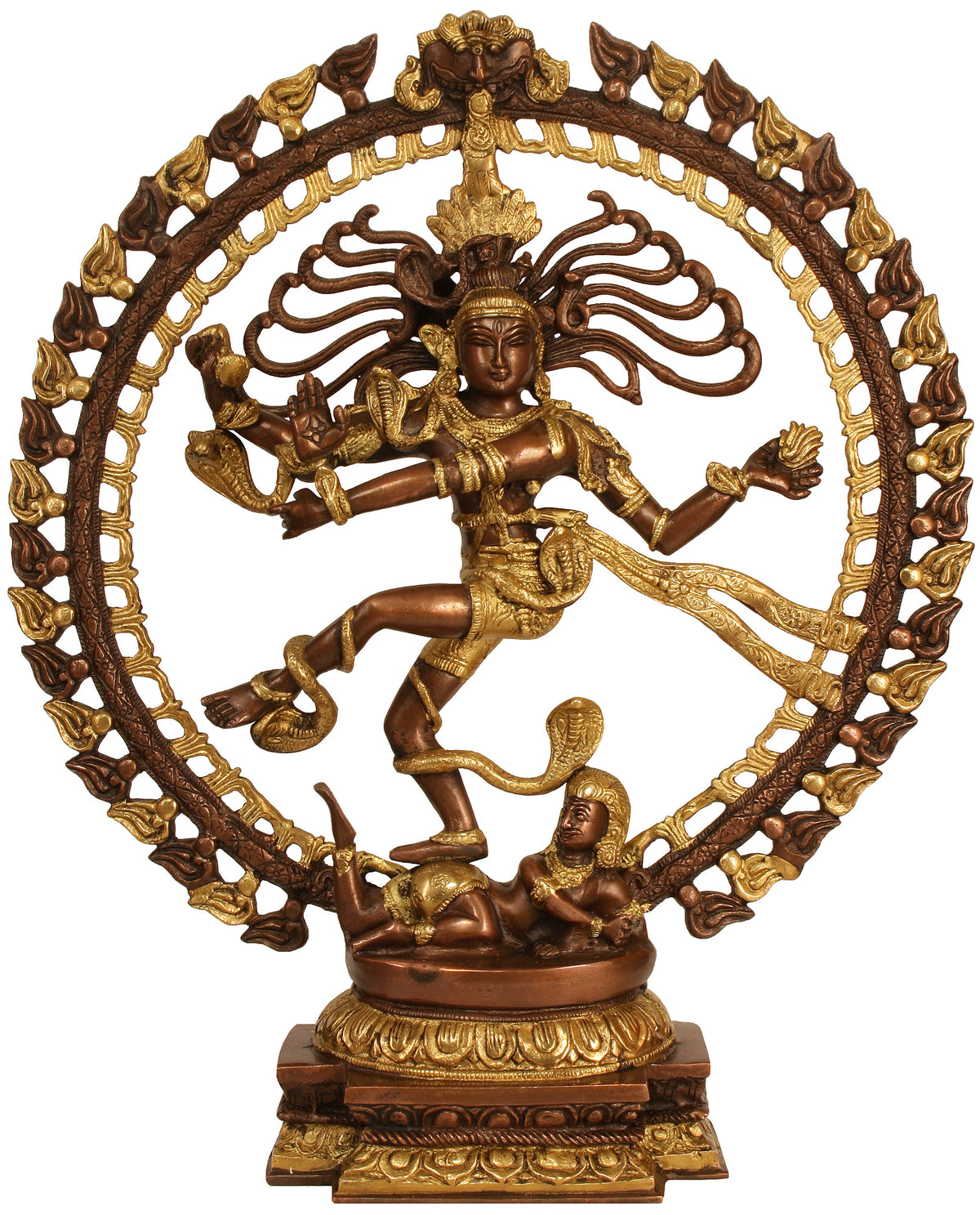 20" Handmade Nataraja Brass Statue with Brown and Golden Finish