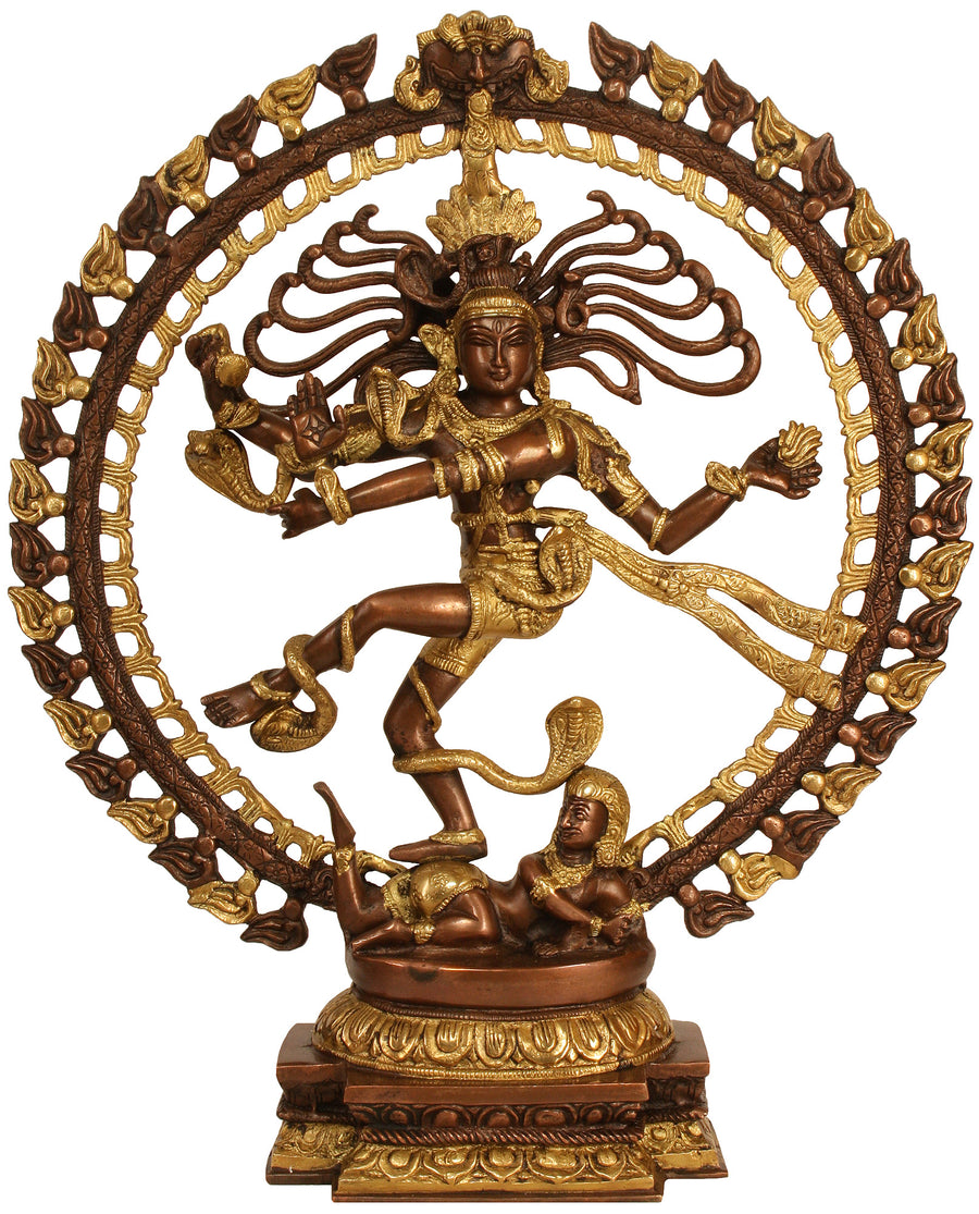 20" Handmade Nataraja Brass Statue with Brown and Golden Finish