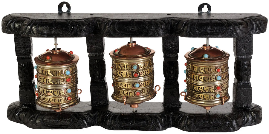 Tibetan Buddhist Prayer Wheel Brass Statue