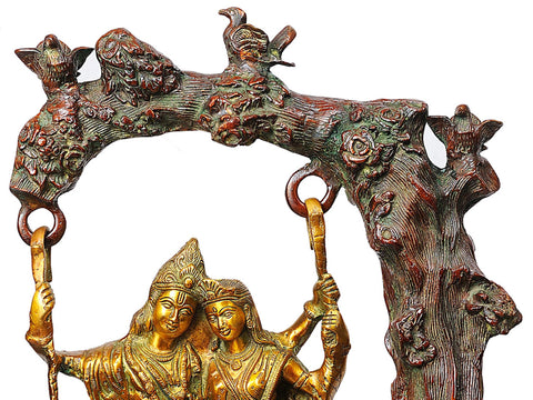 20" Radha and Krishna Swing Together In Brass | Handmade | Made In India