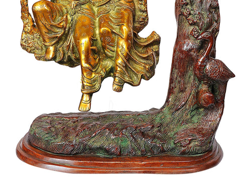 20" Radha and Krishna Swing Together In Brass | Handmade | Made In India