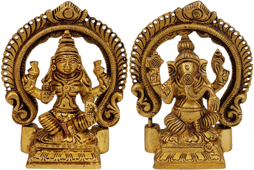 3" Lakshmi-Ganesha Brass Idol for Home Pooja
