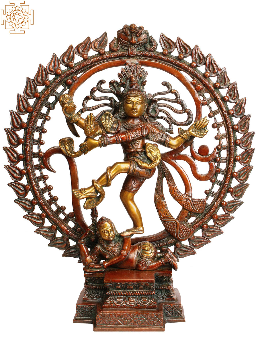 17" Nataraja Om Brass Statue Handmade