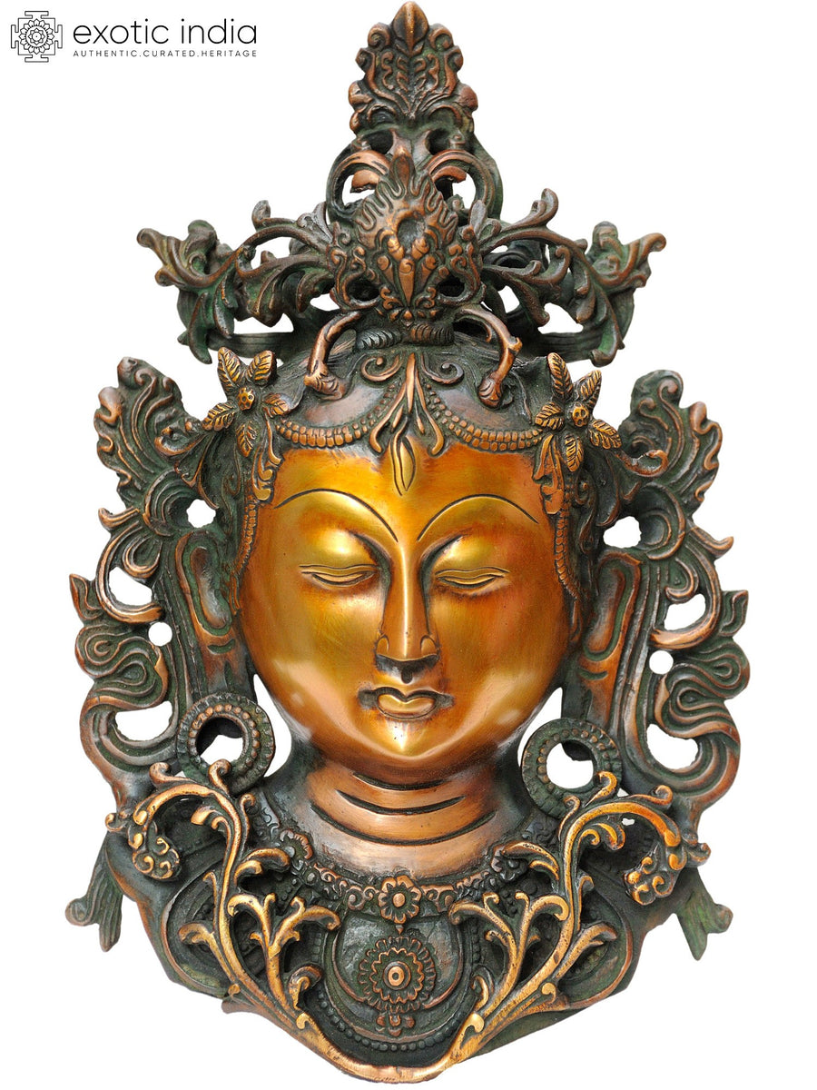 12" Goddess Tara Brass Wall Hanging Mask Handmade