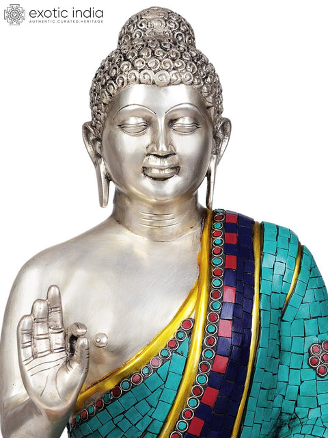 18" Lord Buddha Interpreting His Dharma In Brass
