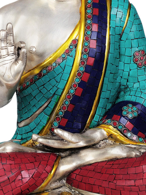 18" Lord Buddha Interpreting His Dharma In Brass