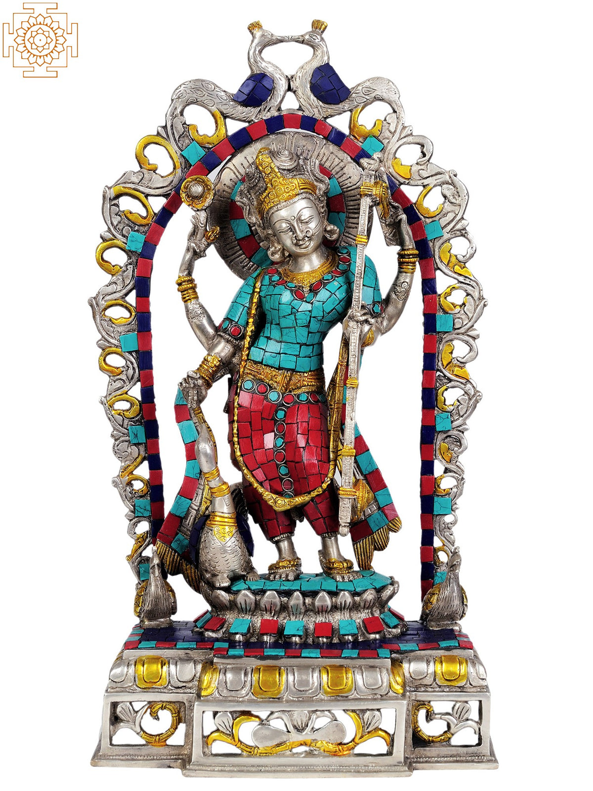 17" Goddess Saraswati In Brass | Handmade | Made In India