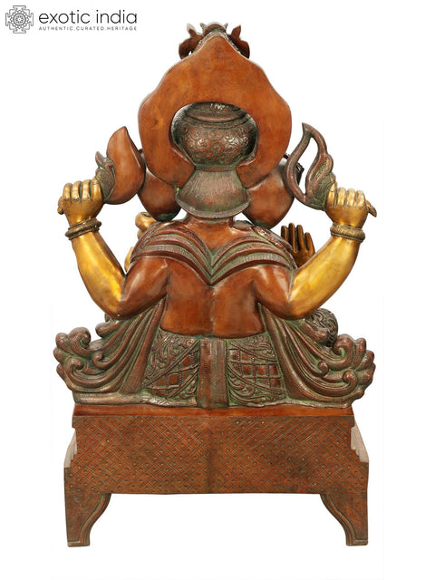 34" Large Size Ekadanta Lord Ganesha Brass Statue | Handmade | Made In India