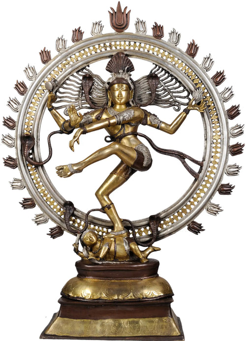 41" Handmade Triple Hued Nataraja Brass Statue