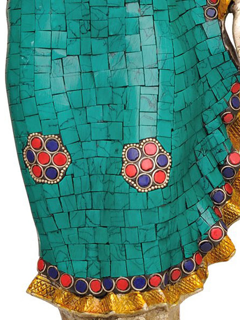21" Standing Buddha (with Inlay Work) In Brass | Handmade | Made In India