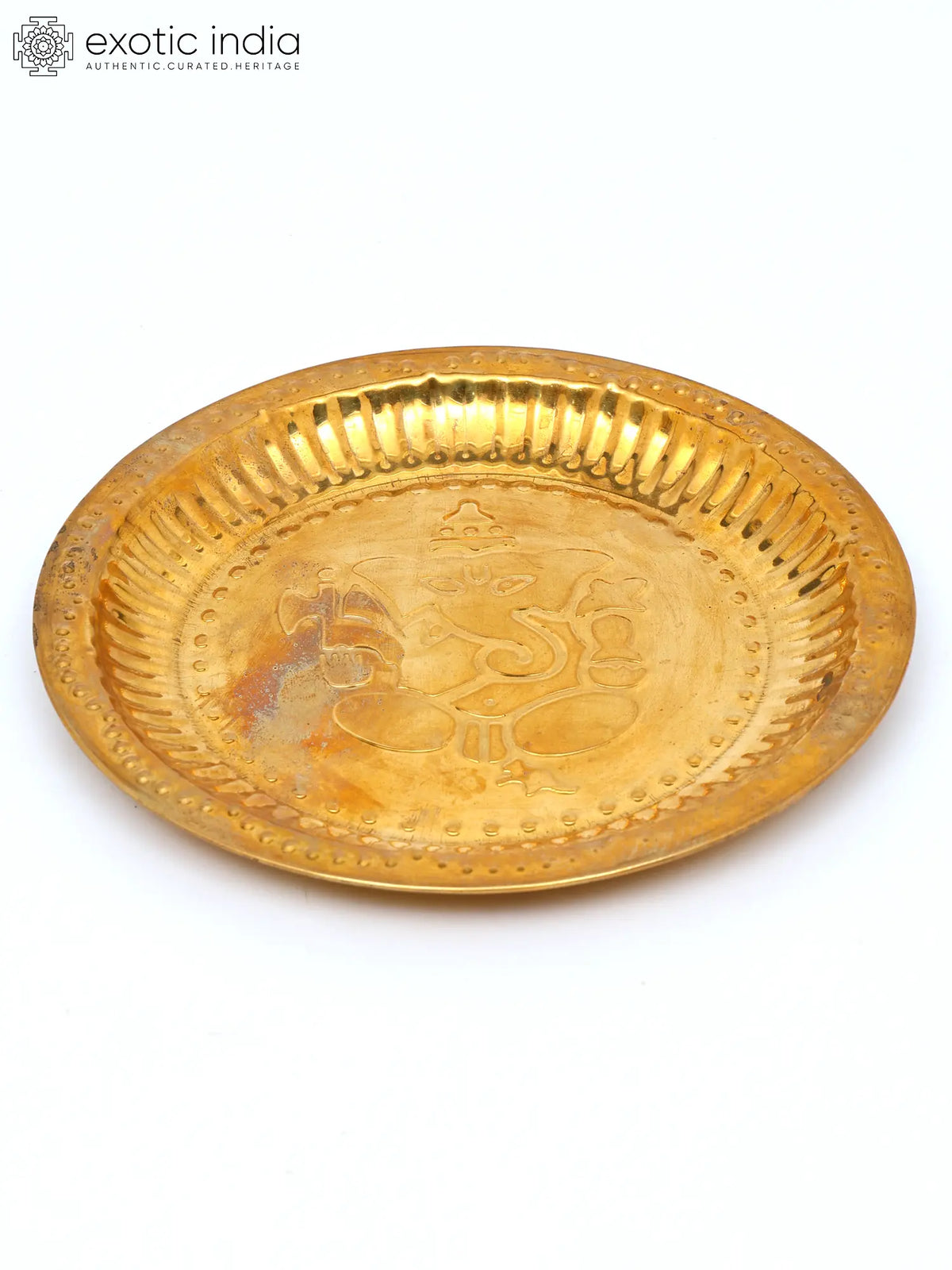 7" Ganesha Puja Thali In Brass | Handmade | Made In India