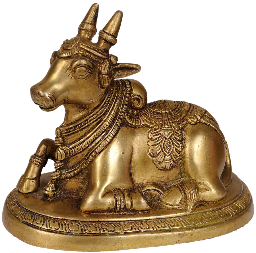 5" Nandi Brass Statue - Vehicle of Lord Shiva Handmade