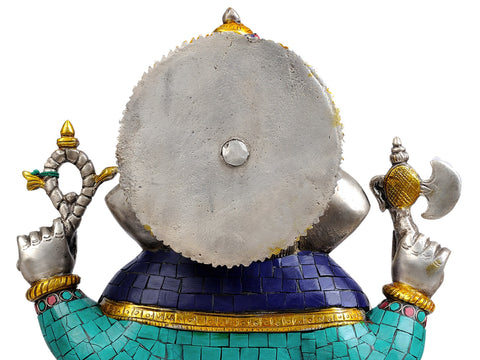 12" Lord Ganesha (with Inlay Work) In Brass