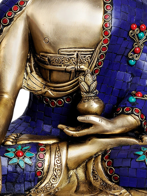 18" (Tibetan Buddhist Deity) The Medicine Buddha In Brass