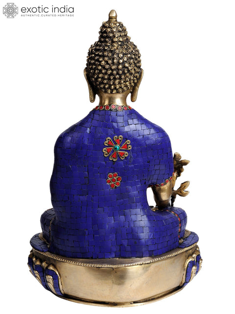 18" (Tibetan Buddhist Deity) The Medicine Buddha In Brass