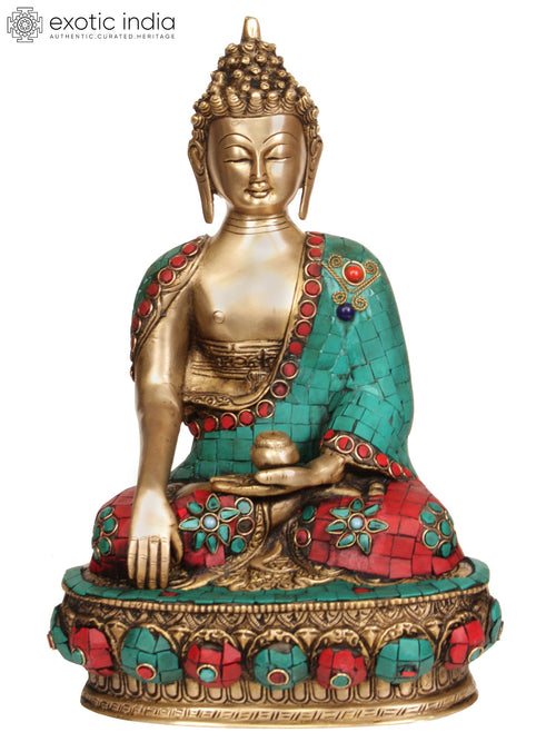 12" Lord Buddha Bhumisparsha Mudra Handmade Brass Statue