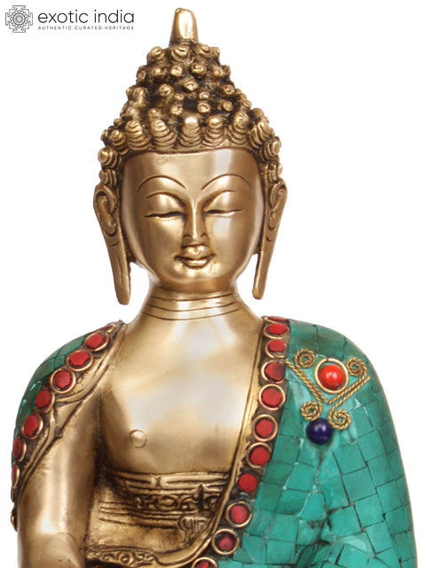 12" Lord Buddha in Bhumisparsha Mudra In Brass