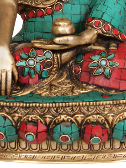 12" Lord Buddha in Bhumisparsha Mudra In Brass