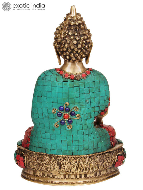 12" Lord Buddha in Bhumisparsha Mudra In Brass