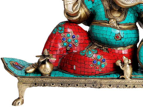 17" Lord Ganesha Seated in Ease Posture In Brass