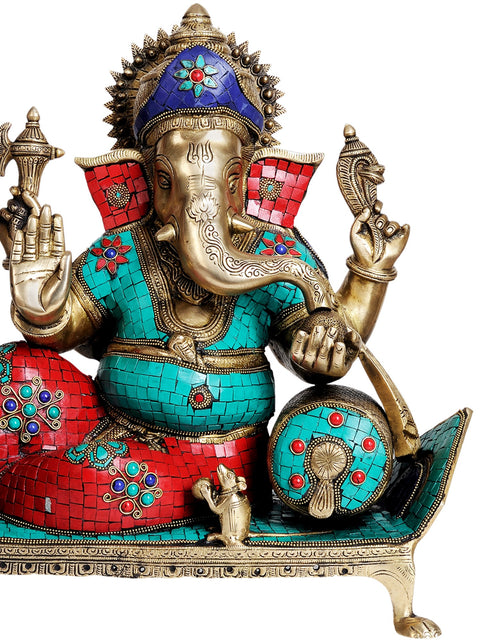 17" Lord Ganesha Seated in Ease Posture In Brass