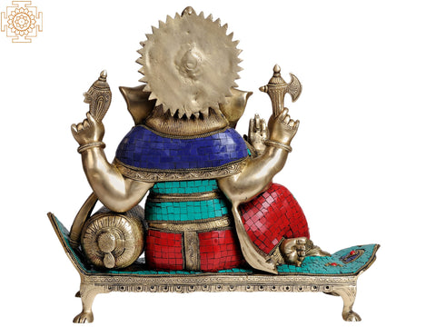 17" Lord Ganesha Seated in Ease Posture In Brass
