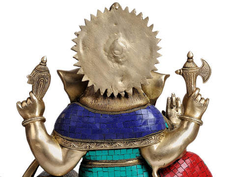 17" Lord Ganesha Seated in Ease Posture In Brass