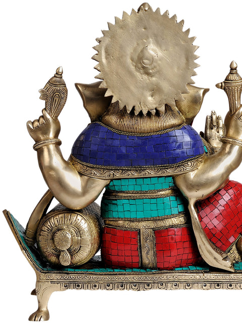17" Lord Ganesha Seated in Ease Posture In Brass