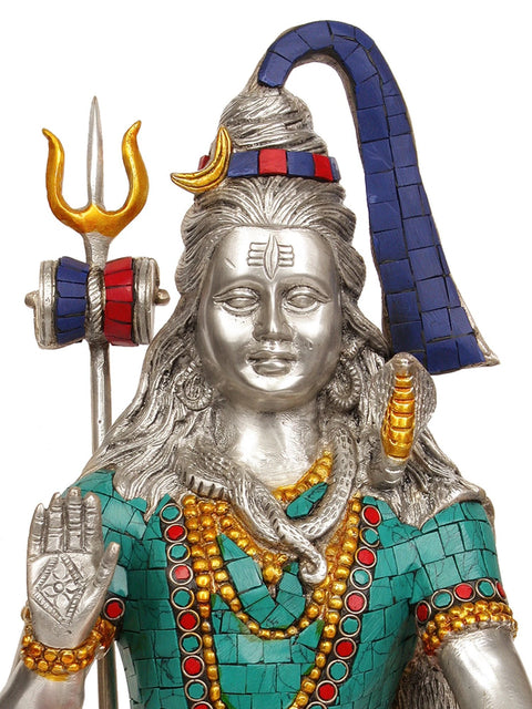 14" Lord Shiva (with Inlay Work) In Brass