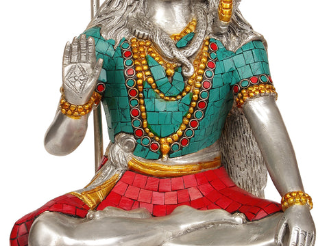 14" Lord Shiva (with Inlay Work) In Brass