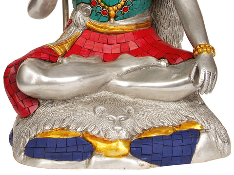 14" Lord Shiva (with Inlay Work) In Brass