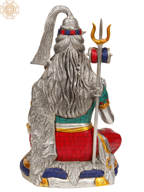 14" Lord Shiva (with Inlay Work) In Brass