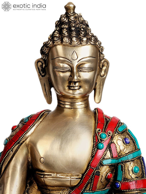 15" Lord Buddha In Dhyana Mudra In Brass