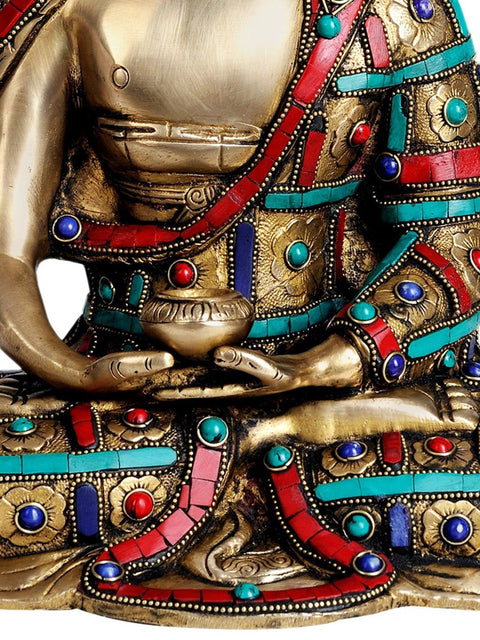 15" Lord Buddha In Dhyana Mudra In Brass