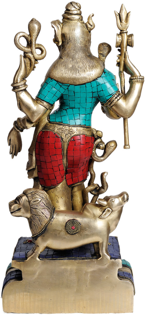 17" Ardhanarishvara (with Inlay Work) In Brass | Handmade | Made In India