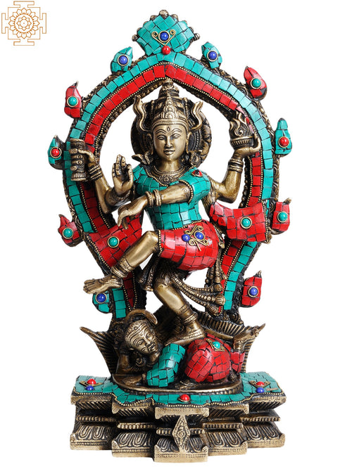 15" Brass Dancing Shiva Nataraja Statue with Inlay Work