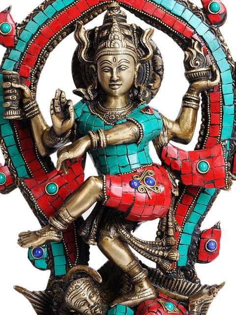 15" Dancing Shiva as Nataraja (with Inlay Work) In Brass