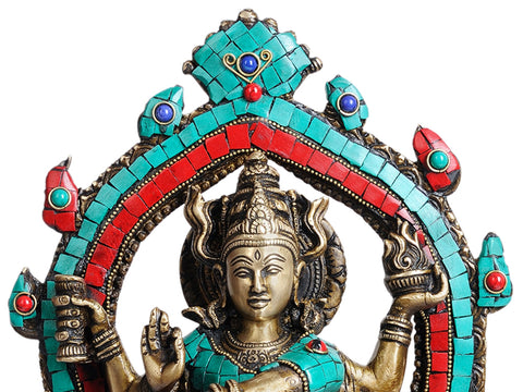 15" Dancing Shiva as Nataraja (with Inlay Work) In Brass