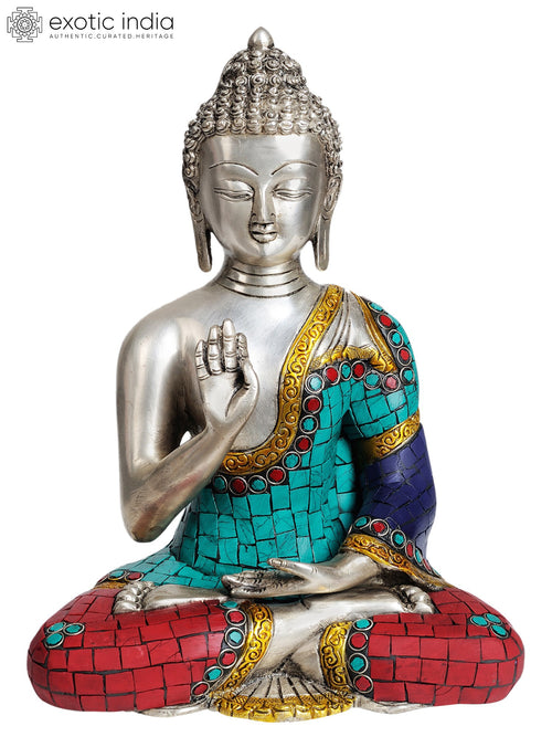 11" Lord Buddha Handmade Brass Statue for Home Decor