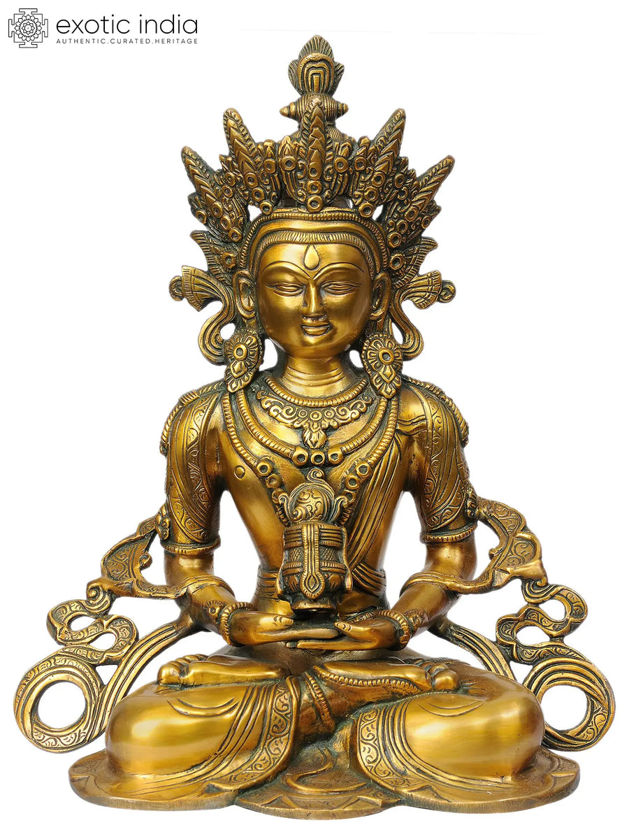 15" Amitabh Buddha Brass Statue - Tibetan Buddhist Handmade