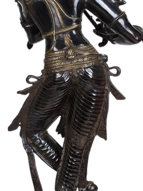 34" Lord Krishna as Black Beauty In Brass