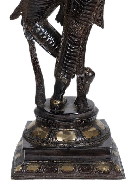 34" Lord Krishna as Black Beauty In Brass