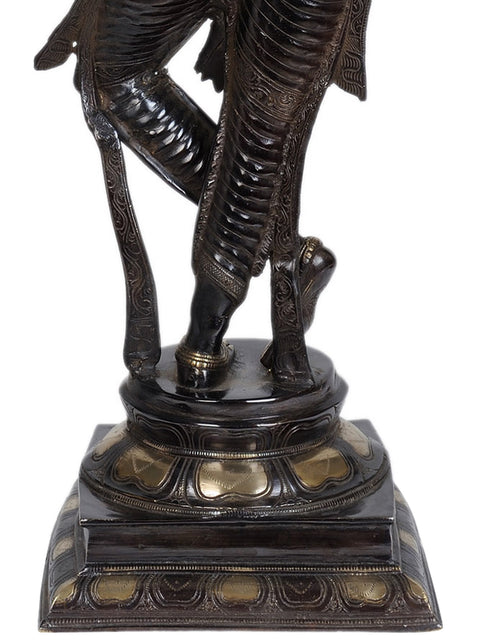 34" Lord Krishna as Black Beauty In Brass