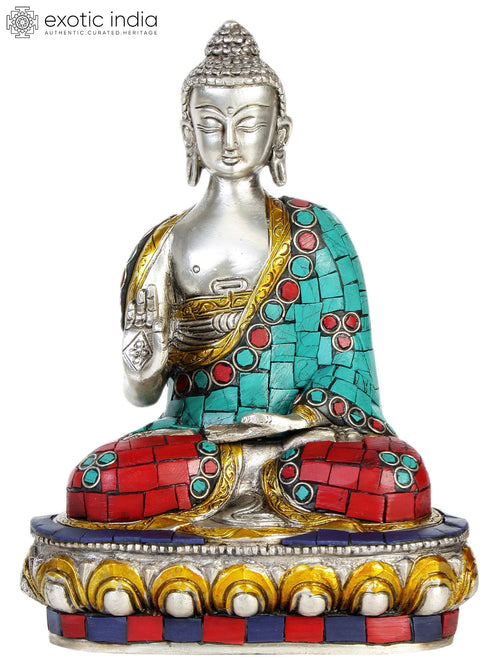 8" Lord Buddha Vitark Mudra Handmade Brass Statue