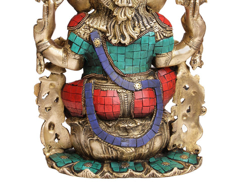 13" Seated Ganesha In Brass | Handmade | Made In India