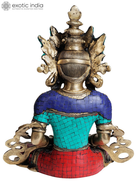 14" Tibetan Buddhist Deity- Amitabha Buddha (with inlay Work) In Brass | Handmade | Made In India