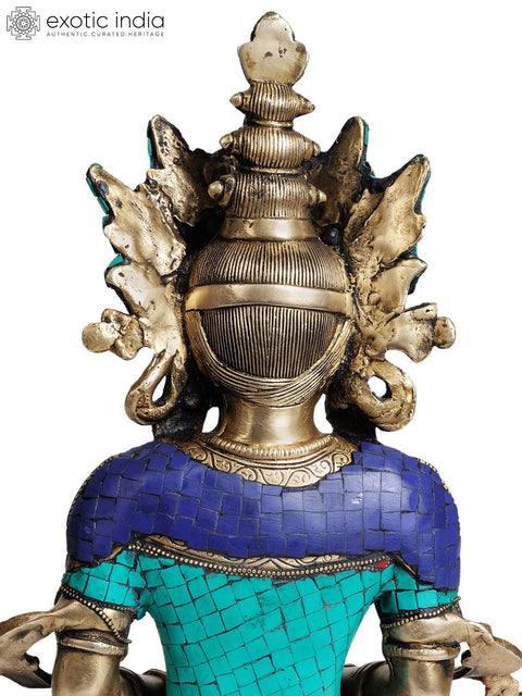 14" Tibetan Buddhist Deity- Amitabha Buddha (with inlay Work) In Brass | Handmade | Made In India