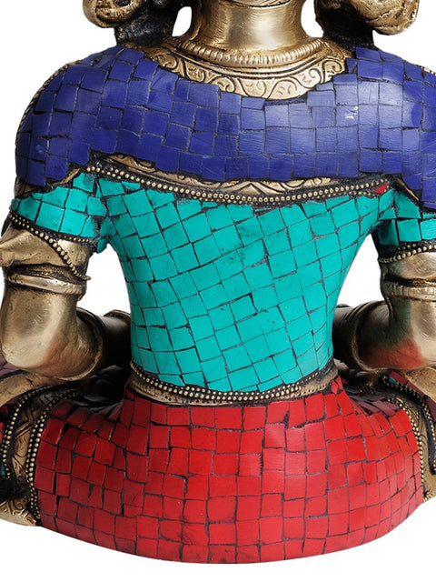 14" Tibetan Buddhist Deity- Amitabha Buddha (with inlay Work) In Brass | Handmade | Made In India