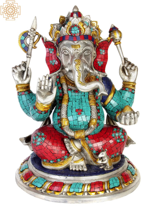 17" Lord Ganesha Handmade Brass Statue for Pooja